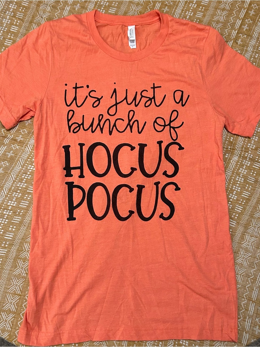 Bella Canvas Fall Orange Short Sleeve Tee with Black "Hocus Pocus" Graphic